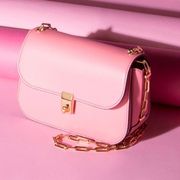 Valentino women’s pink Chain Link Calf Leather shoulder bag