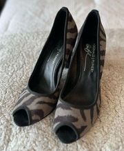 Donald J. Pilner peep toe zebra print heels