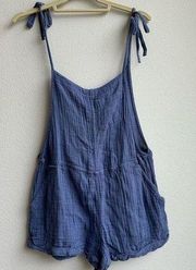 5/25$ Abercrombie & Fitch Purple Blue Tie Shoulder Gauze Romper Size Small