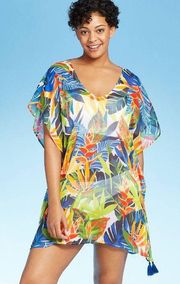 Multi Leaf Cover Up Tunic Dress