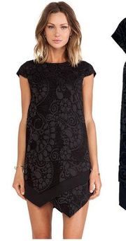 LINE & DOT REVOLVE Womens Floral Jacquard Asymmetric Uma Dress Size XS Black