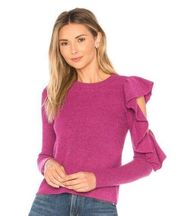 Lovers+ Friends Boss Woman Sweater Cold Shoulder Ruffle Purple Size Medium