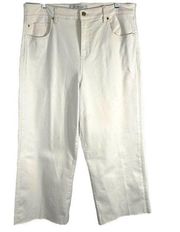 Liverpool Size 14 Jeans Wide Straight White Raw Hem Cropped Ankle High Rise 1660