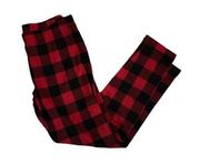 NEW No Boundaries Juniors Leggings Large Size 11 13 Ankle Cropped Plaid Red