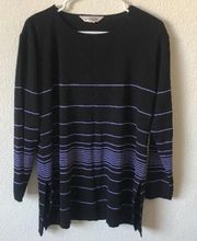 Top Black W Purple Stripes. L Like New