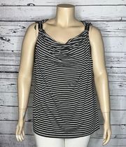 Kenneth Cole New York NWT Size 3X Gray & White Stripe Cowl Neck Tank Top Blouse