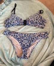 Blue Patterned Bikini Set