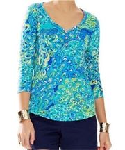 Lilly Pulitzer Palmetto Top in Size Small Sea Blue Lilly Lagoon