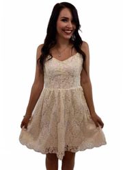 Cream Lace Boho Baby Doll Sweetheart Dress