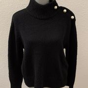 Kate Spade New York Broome Street black sweater medium pearl buttons New NWT