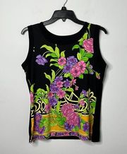 Exclusively Misook Floral Sleeveless Knit Acrylic Top