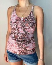 Patagonia Paisley Athletic Stretch Outdoors Racer Back Tank with Built in Bra