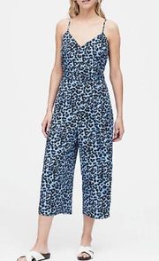 Banana Republic Strappy V Neck Jumpsuit Size 16 Tall Cropped Animal Print NWT