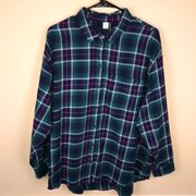 Old Navy NWT  Women’s Plaid Flannel Hi-Low Button-Up Long Sleeve Shirt