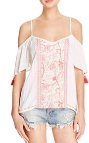 Band Of Gypsies Cold Shoulder Embroidered Floral Boho Top