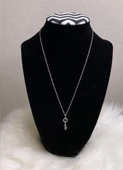 Silver Crystal Key Necklace