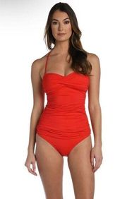 La Blanca 2 Piece Island Goddess Cherry Red Bikini Tankini Swimsuit Bathing Suit