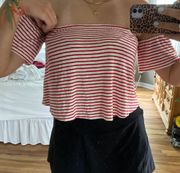 Red Striped Crop Top