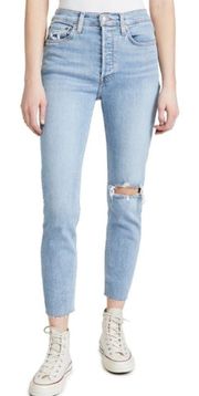 RE/DONE 90’s Hight Rise Ankle Crop Distressed Jeans