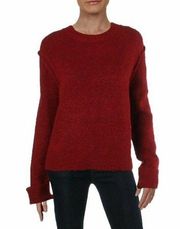 Aqua Women's Knit Exposed Seam Long Sleeve Pullover Sweater Red Size Small