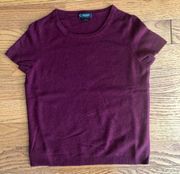 C by Bloomingdale's Short-Sleeve 100% Cashmere Maroon Sweater Women Size S NWOT