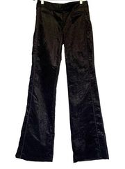 NANETTE LEPORE Velvet Wide Leg Womens Pants Sz 2 Black Side Stripe Low Rise