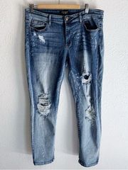 Judy Blue Bleach Splatter Boyfriend Distressed Jeans Sz 13/31