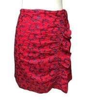 Jun & Ivy Floral Eyelet Ruffle Skirt Red Blue Size Large NWT