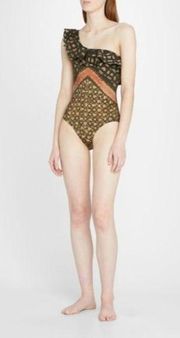 NWT Ulla Johnson Martina Ruffle One-Piece Swimsuit One Shoulder Size XS