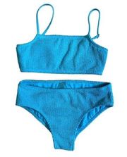 Square Neck Blue Bralette Bikini Set, Size Women’s XS