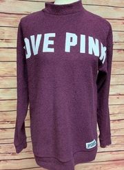 Victoria’s Secret PINK Burgundy Maroon Terry Cloth Oversized Sweater, Size Small