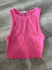 pink ribbed tank