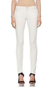 Mother The Looker Skinny Jeans in Cream For a Day 25 Ivory Distressed Low Rise