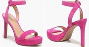 Veronica Beard Darcelle Platform Ankle-Wrap Sandal Heels Fuschia Size 7