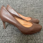 NEW Corso Como Lara Pumps Brown Leather Platform Cushioned Heels Women’s Size 8