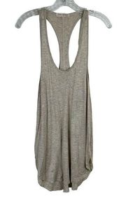 Joah Brown Live in Slouchy Tank Top Side Split Racerback Tan Oatmeal Sz M/L