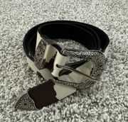 Brown And White Cow Print Western Belt