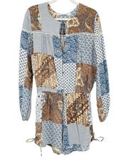 Faithfull The Brand Womens Boho Artsy Patchwork Long Sleeve Romper Size M