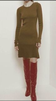 Derek Lam Crosby 10 Vanessa Ribbed Knit Flounce Dress