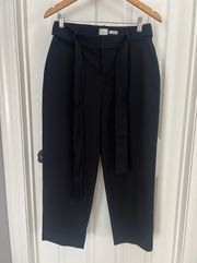 High-Rise Tie Waist Straight Pants