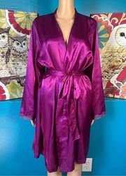 Morgan Taylor Purple Satin Belted Robe L/XL