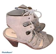 Gianni Bini Zeta Gray Suede Gladiator Sandals size 7.5