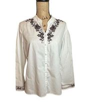 Emma James Women’s Button Up Size 16 Embroidered Long Sleeves Top