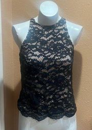 Marciano black sleeveless lace blouse