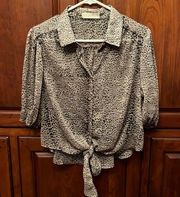 🌻 By Together 🌻 Sheer animal print cropped blouse Size L