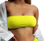 Good American Women ALWAYS FITS SWIM BANDEAU Size 3/4 L/XL Electric Yellow