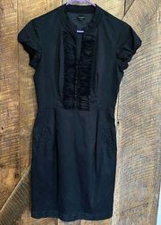 Ann Taylor black ruffled dress with pockets size 4