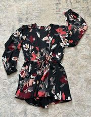 Black Floral Multicolor Romper size M