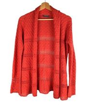 Wooden Ships Paola Buendia Coral Open Knit Crochet Shawl Cardigan Sweater S/M