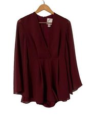 C/MEO Collective Maroon Wide Sleeve Romper Playsuit